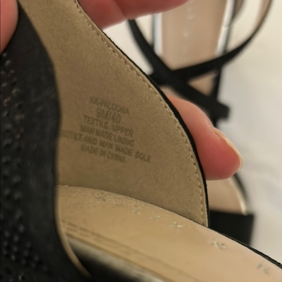 Kelly and Kate Paloona Elegant Black Rhinestone Strappy Sandals Block Heel 9 - Picture 3 of 9